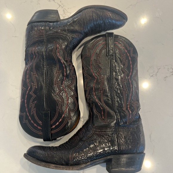 Lucchese 2000 Women's Size 9 Western Cowboy Boots Burgandy Black Leather - Picture 12 of 14